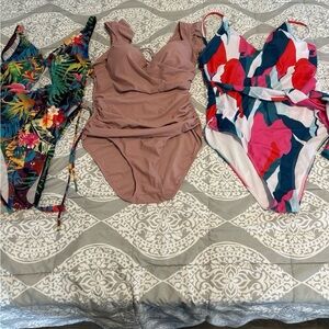 SHEIN Multicolor and Pink One Piece Swimsuits